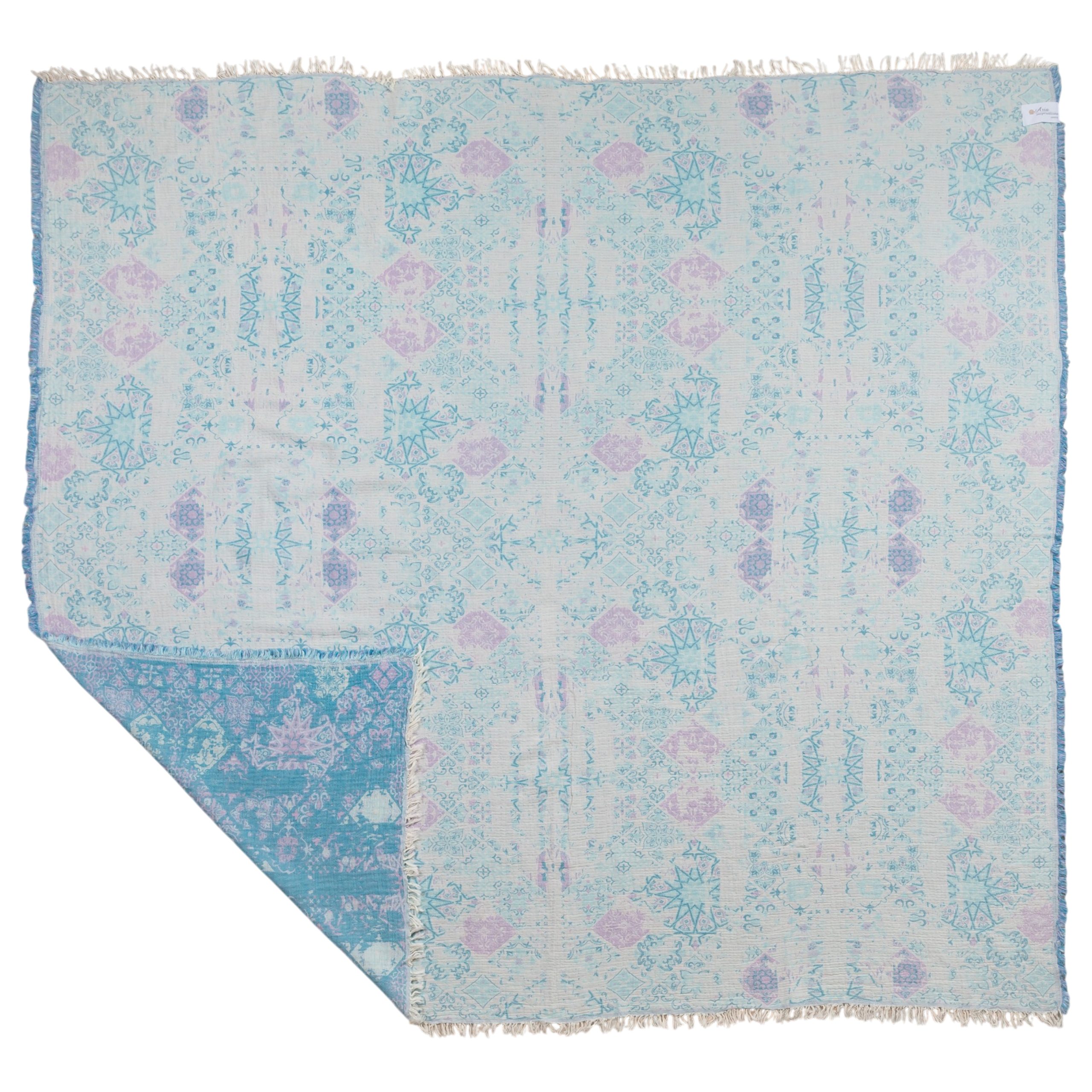 MEDITERRANEAN TILES BLANKET LILA TEAL AQUA